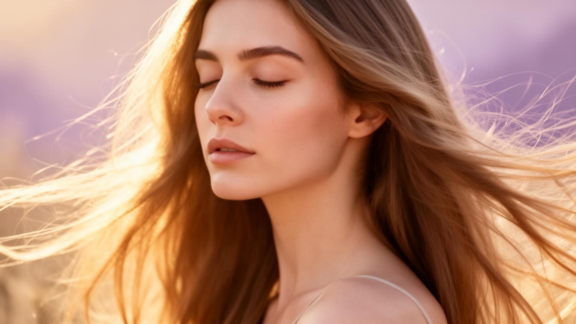 Soft golden light on healthy flowing hair