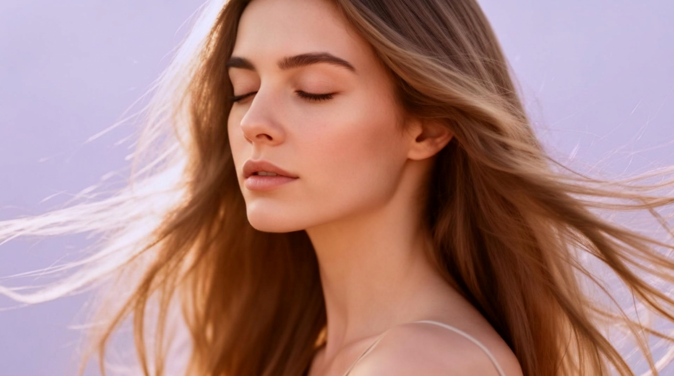 Soft golden light on healthy flowing hair