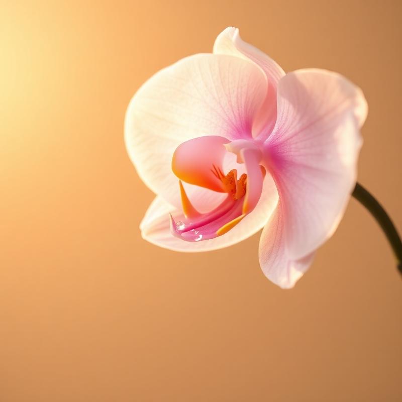 Soft orchid petal in golden light